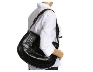 new bcbg black leather shoulder bag han648 $ 348 time