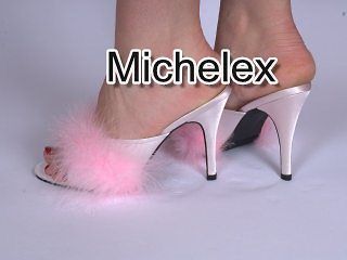 Pink High Heel Satin Fluffy Maribou Feathers Slippers Court Mule UK 4 