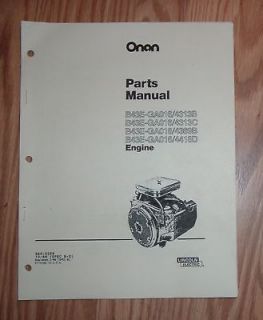 onan b43e ga016 436 9b engine parts list 965 0259