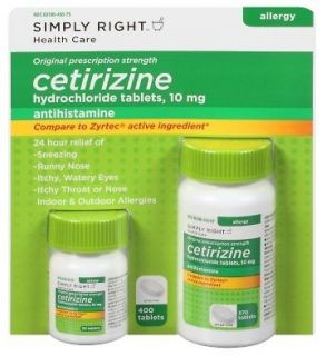 Simply Right Cetirizine Hydrochloride Antihistamine 10mg 400 Tabs 