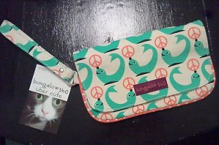 BUNGALOW 360 seal and peace sign wristlet hand bag NWT canvas