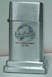 USS La Moure County (LST 1194) Zippo 4th Model Barcroft Table Lighter