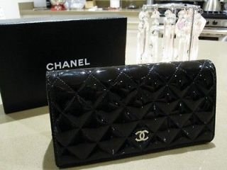 100% Auth. & New CHANEL Classic Quilted YEN HOLDER BLACK Patent 