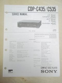 sony service repair manual cdp c43 5 c535 cd player