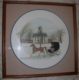 Buckley Moss~THE COURTHOUSE~Print in Frame 1989~RESIGNED BY PAT~RARE 