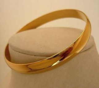 new 10MM WIDE 9ct 14k SMOOTH Yellow Gold GF Bangle Solid Design 73mm 