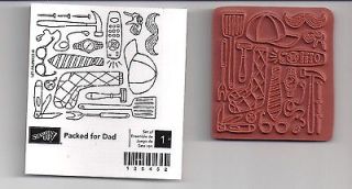 Retired Stampin Up New Unmounted Wooden ~Packed for Dad~Occasions 