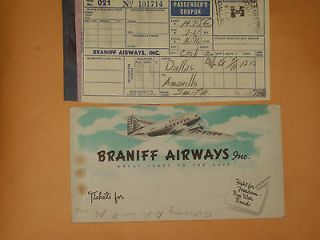 vintage 1946 braniff airways passengers coupon  12