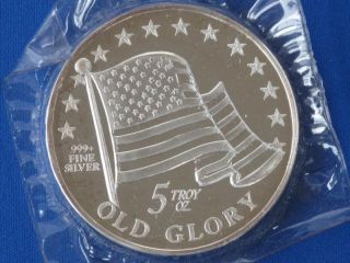 old glory giant silver 5 ounce 999 medal t0965l time