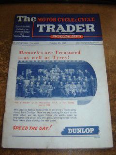 Newly listed THE MOTOR CYCLE & CYCLE TRADER MAGAZINE   OCTOBER 1943
