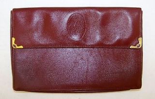 vintage cartier burgundy leather small clutch belt pouch
