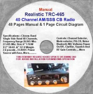 realistic trc465 cb 40 ch am ssb radio manual diagram