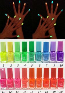 Choose 20 Colors 7ml Fluorescent Neon Nail Art Polish Glow in Dark 