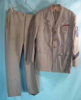   WWII WW2 NAVY SUMMER UNIFORM JACKET WITH PATCHES, RIBBONS & PANTS #470