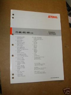fs 400 450 480 stihl trimmer parts manual new time