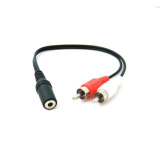 5mm Female Aux Auxiliary 1ft Cable Adapter 2 RCA
