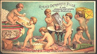 Victorian Trade Card Advertising Ayers Cathartic Pill 1890 Children 