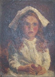   Blair Thomas Miniature Portrait Oil Painting of Young Girl