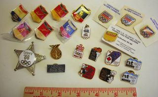 1988 Olympic Games 22 Pins USA Canada Olympic Teams ABC Sheriffs Badge 