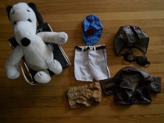   Vintage Lot Plush Snoopy Chair Flying Ace Outfit More Clothes