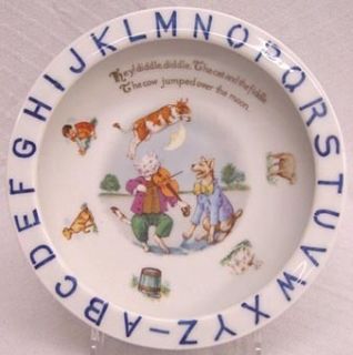 Antique German Porcelain Alphabet ABC Baby Bowl Dish Hey Diddle 