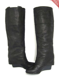 Vince Camuto Abril Silk Goat Leather Covered Knee Boots Black 10M $210 