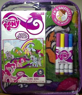 NIP My Little Pony Game Rug Activity Mat w Markers and Wall Decals 