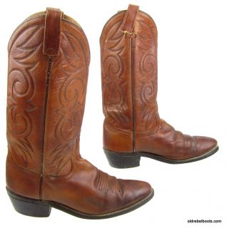 Vtg Acme Chocolate Leather Cowboy Boots Vulcan Neoprene Oil Resist 