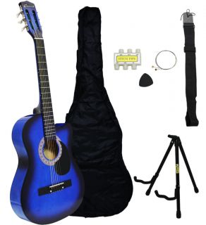   Crescent Beginners BLUE Cutaway Acoustic Guitar+STAND+Accessory Pack