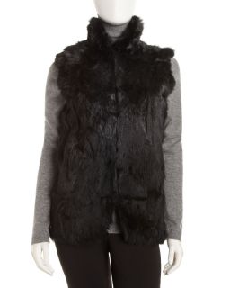 Adrienne Landau Textured Rabbit Vest Black