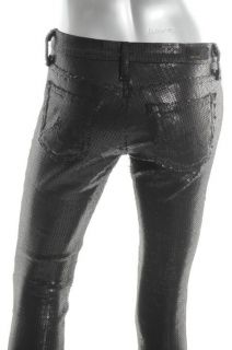 Adriano Goldschmied New Black Sequin Mid Rise Skinny Legging Ankle 