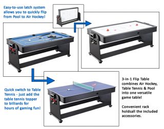 in 1 Flip 6 Table BILLARDS Air Hockey Table Tennis