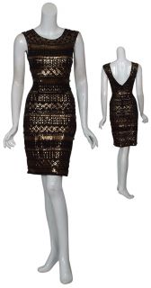 Aidan Mattox Fabulous Brushed Gold Beaded Fitted Party Cocktail Dress 