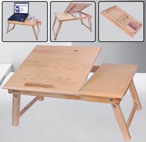 Adjustable Laptop Table Bed Tray Drawer Legs w Drawer