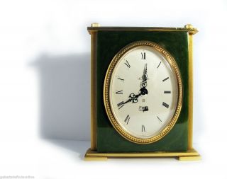 LE COULTRE 240 EIGHT 8 DAY ALARM CLOCK BRASS JADE GREEN MARBLE MARBLED 