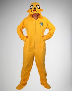   Adventure Time Jake Footed Hooded Adult Pajamas Extra Large Costume XL