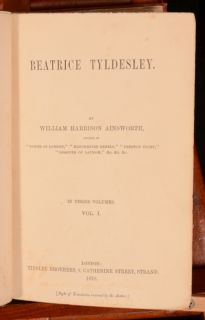   Beatrice Tyldesley By William Harrison Ainsworth Scarce First Edition