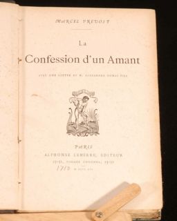 1891 Marcel Prevost La Confession DUn Amant French
