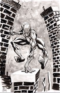 Spider Man Marvel Comics Outsider Original 17 x 11 Art Signed by 