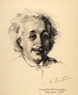 1936 Albert Einstein Portrait Carola Hauschka Spaeth   ORIGINAL