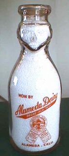   Milk Bottle Cop The Cream Bottle Alameda Dairy CA 1939 RARE