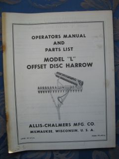 TPL 403 A Allis Chalmers Manual PARTS MODEL L OFFSET DISC HARROW