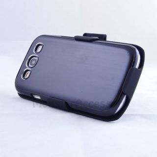 Black Aluminum Brushed Holster Combo Case for Samsung Galaxy s III 3 