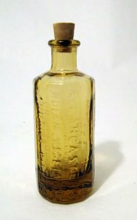 ANTIQUE AMBER GLASS BITTERS JAUNDICE A. LANCASTER SAM JOHNSON 1852 12 