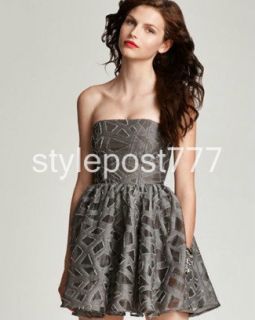 NWOT $484 Alice + Olivia Strapless Kristin Celebrity Gray Dress Size 0 