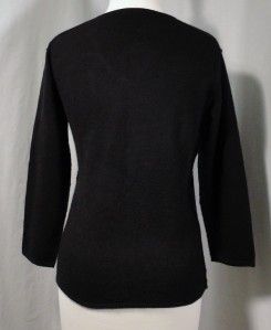 Pure Amici Cashmere Sweater Black 3 4 Sleeves V Neck Ladies M Mint 