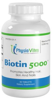    Biotin 5000 mcg Healthy Hair,Skin & Nails 90 Tablets 1 Bottle