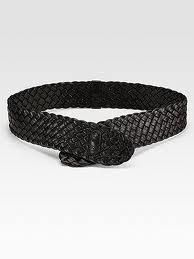 Eileen Fisher French Braided Leather Belt Black L