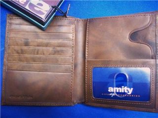 Amity Executive Tall Mens Hipster Leather Wallet  Brown NIBWT