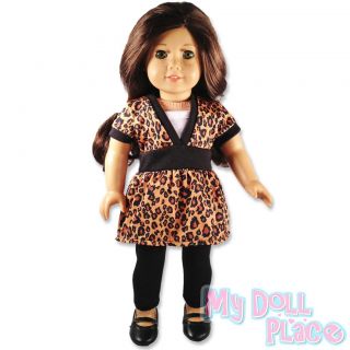 Doll clothes fit American Girl * Leopard Outfit Tunic Top and Leggings 